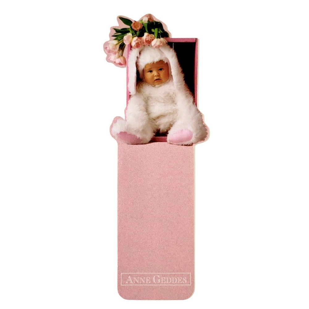 Vintage 90s Anne Geddes Bookmark, Easter Bunny Rose Baby, 1996 Antioch KSO-33030